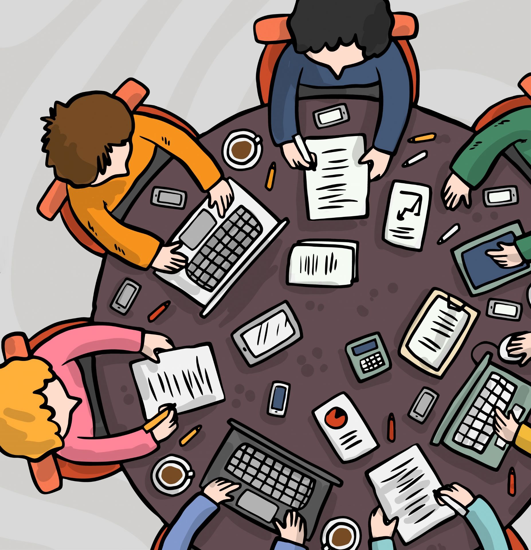 Gruppo di persone che lavorano intorno a un tavolo
